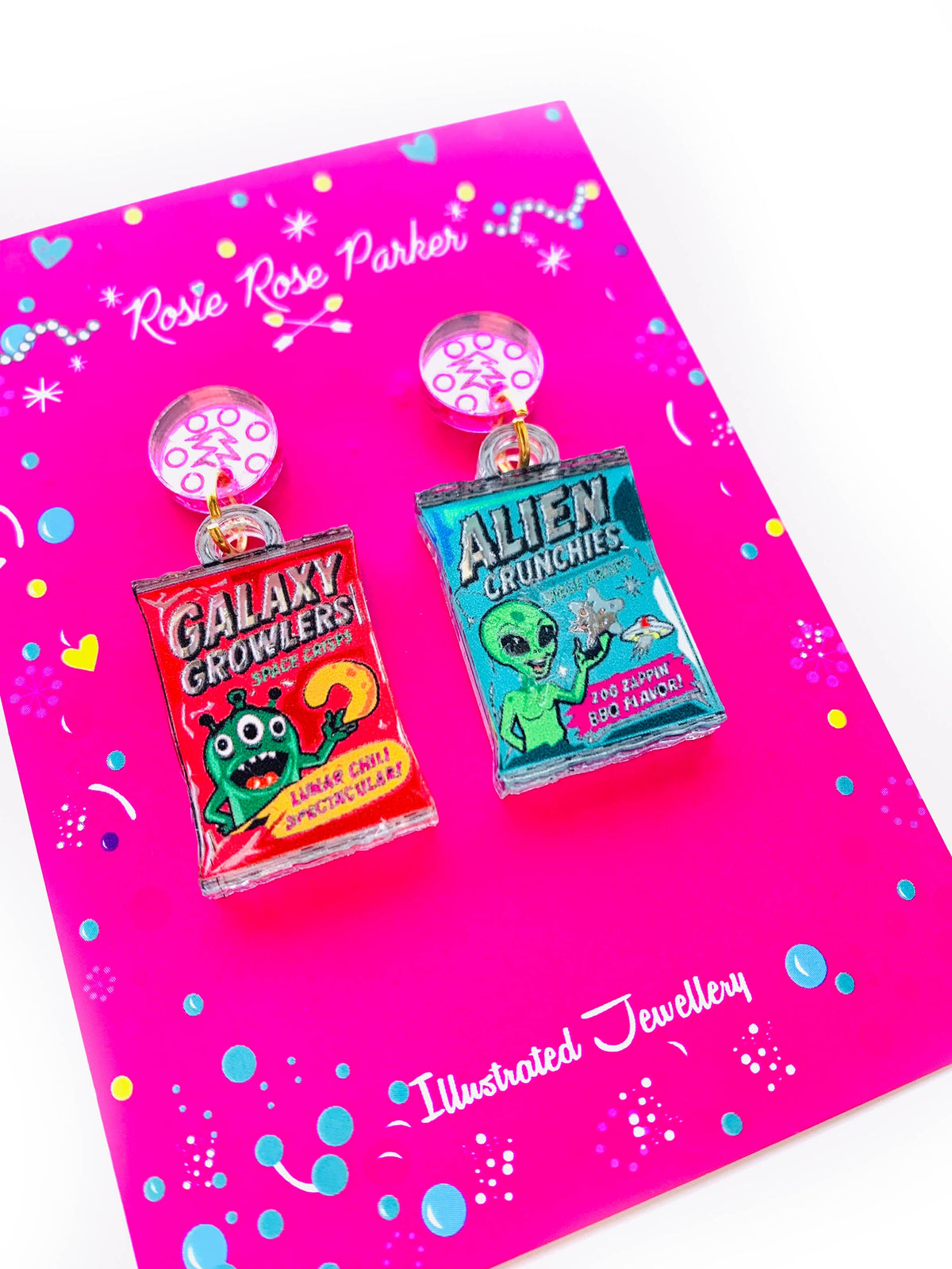 Sci fi statement acrylic earrings,food jewellery