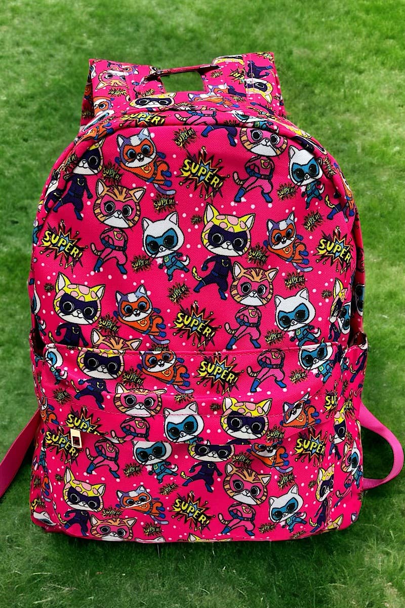 SUPer Cat Printed Medium Size Girls' Backpack