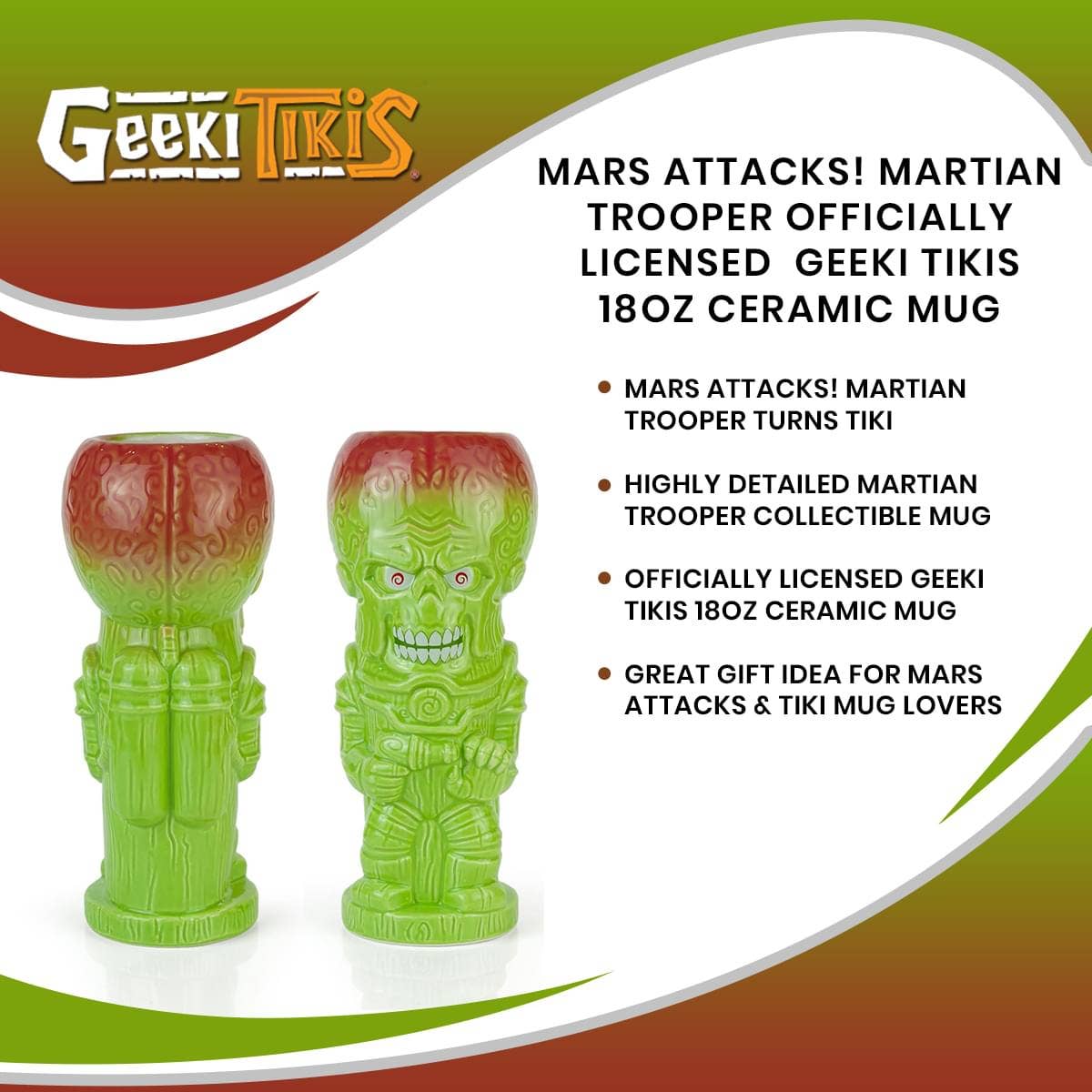 Geeki Tikis Mars Attacks! Martian Trooper Ceramic Mug 18Oz