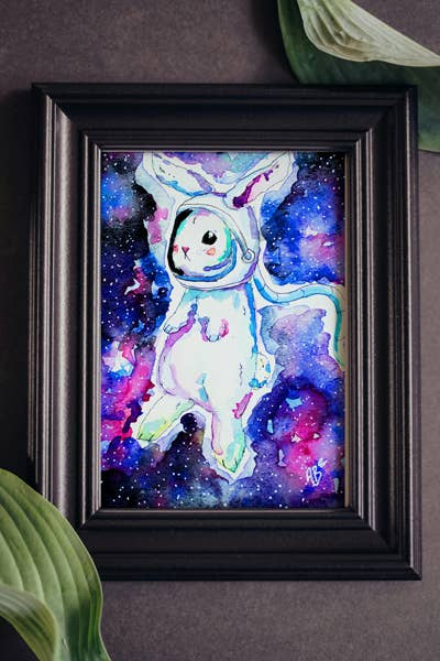 Astronaut Space Bunny Print