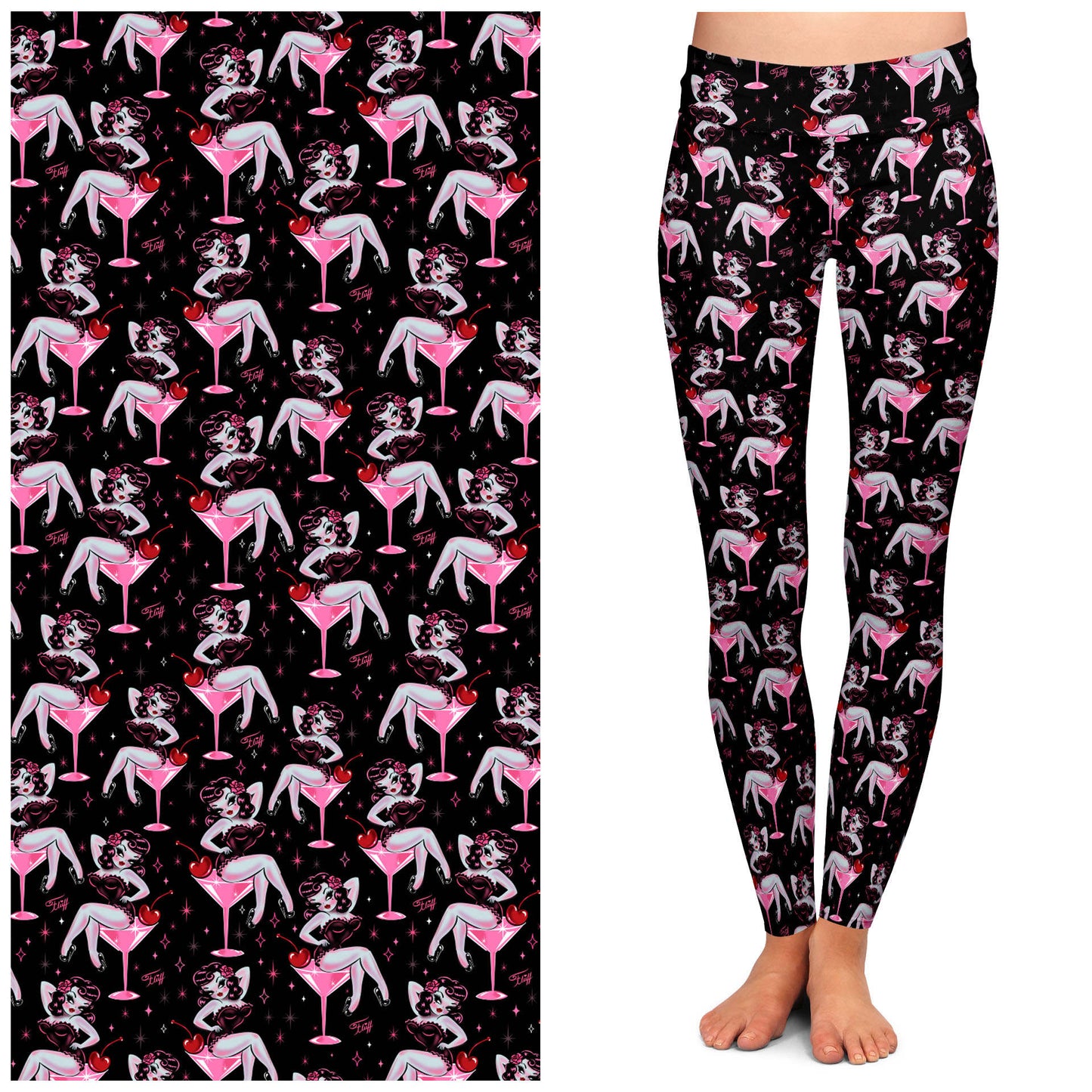 "Cocktail Crush" Leggings by Miss Fluff x Lipstick & Chrome