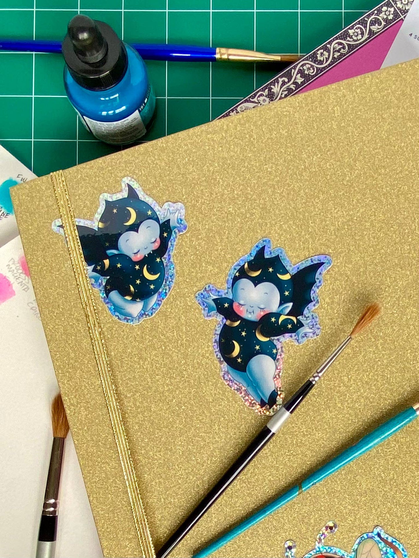 Vincent Vampire Glitter Bat Sticker by Stacey Martin