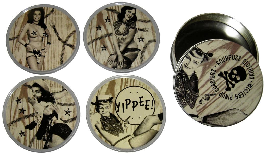 Coaster - Sourpuss - Western Pin-Up Girls - Set Of Four