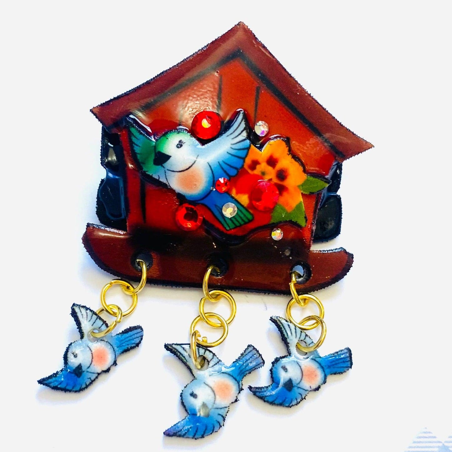 Cute Birdhouse Brooch by Rosie Rose Parker