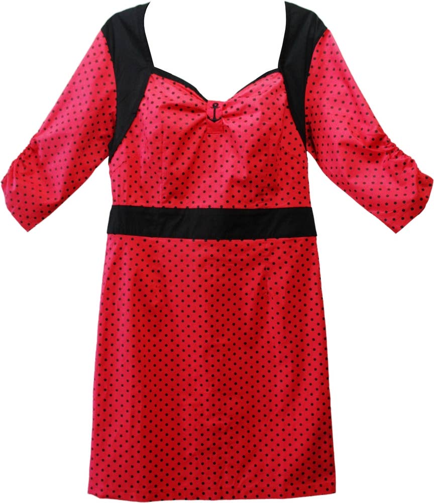 Dress - Sourpuss - Black Red Polka Dot Vixen Retro: L