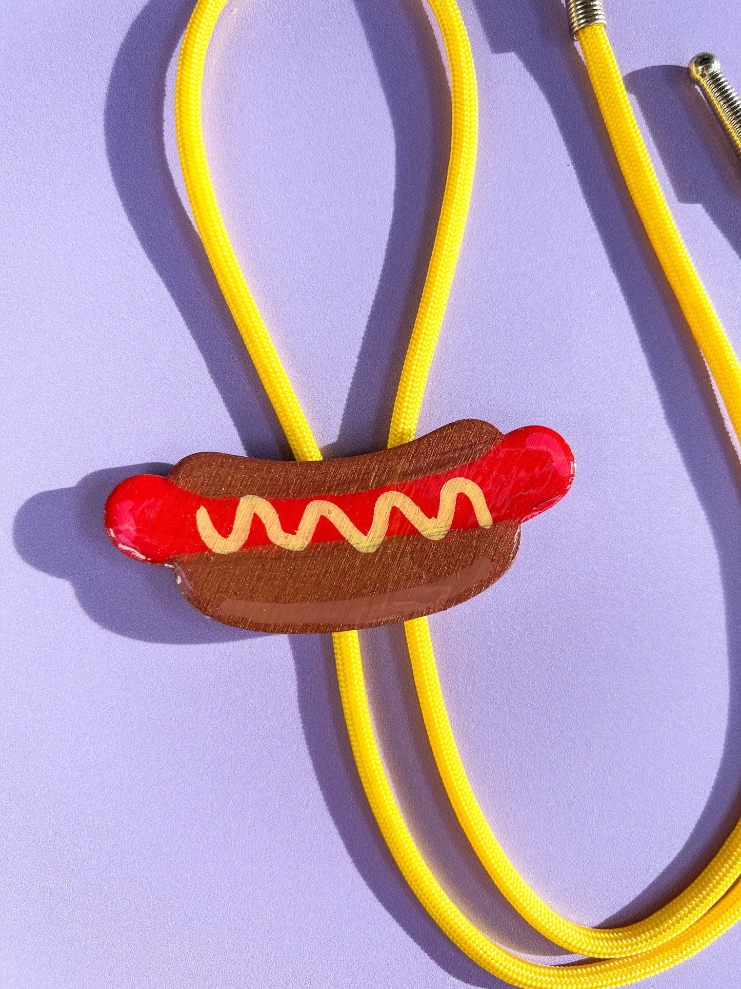 Hot Dog Bolo Tie - Fun Western Accessory: Yellow
