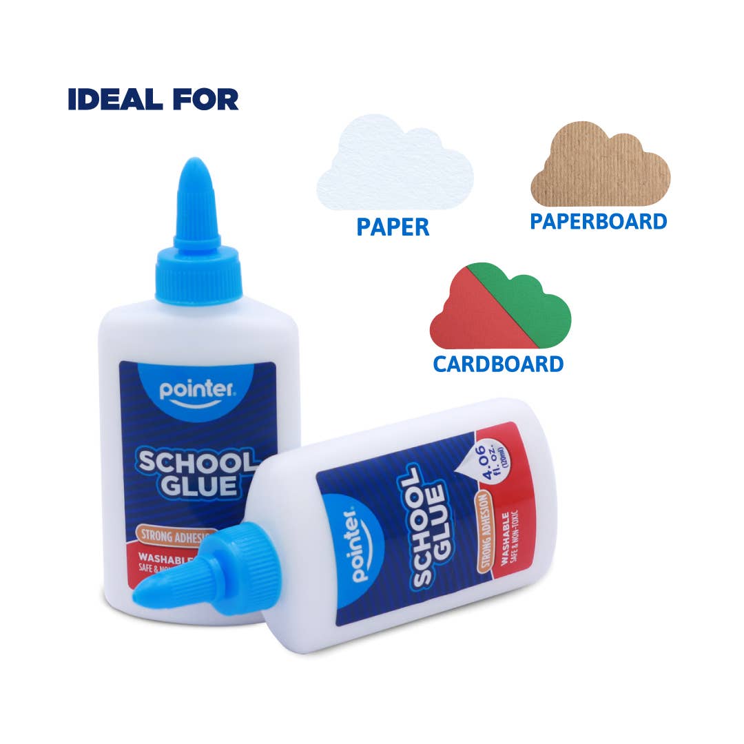 School Glue – White Washable 4oz PDQ 24 Units