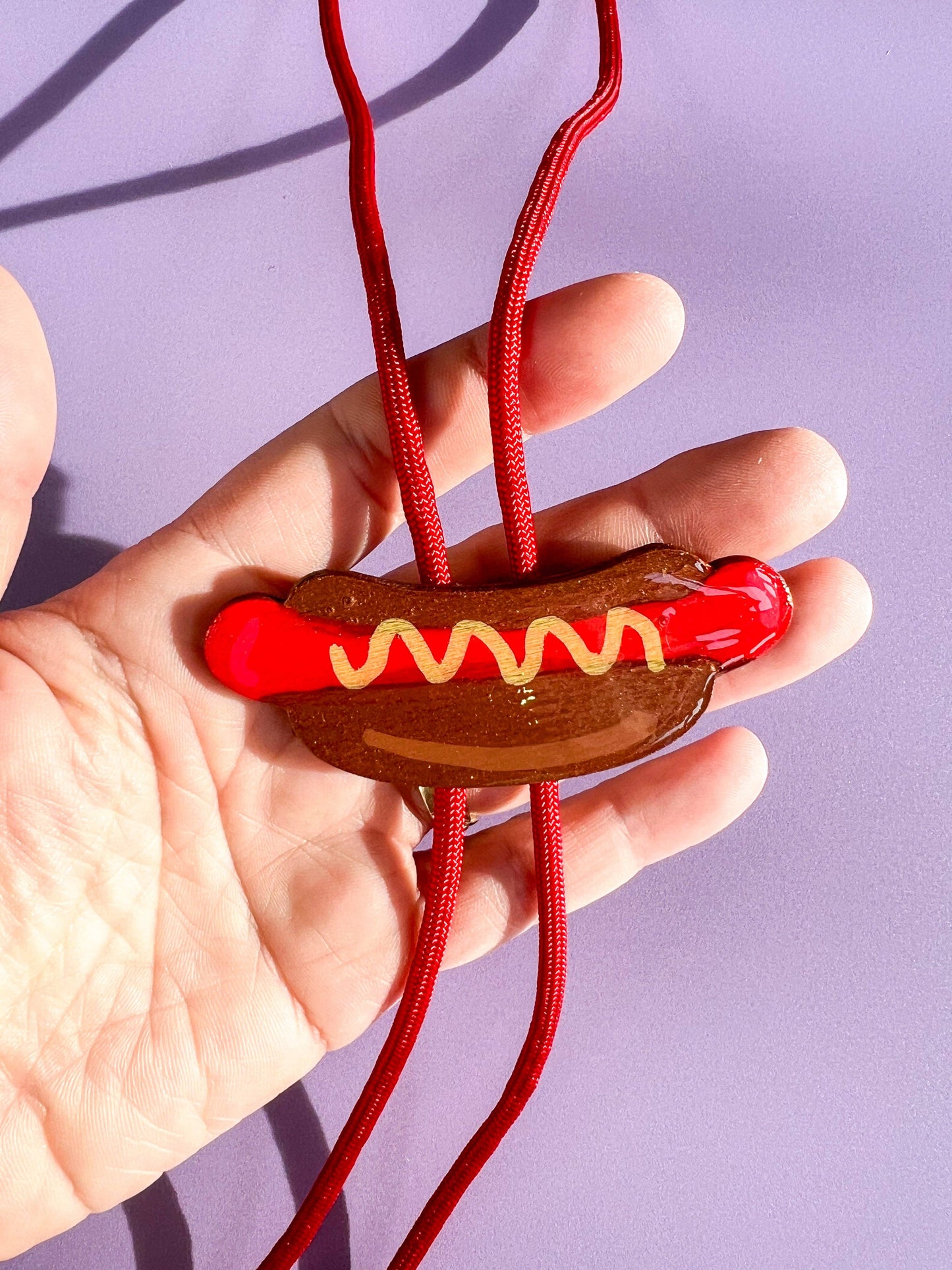 Hot Dog Bolo Tie - Fun Western Accessory: Yellow