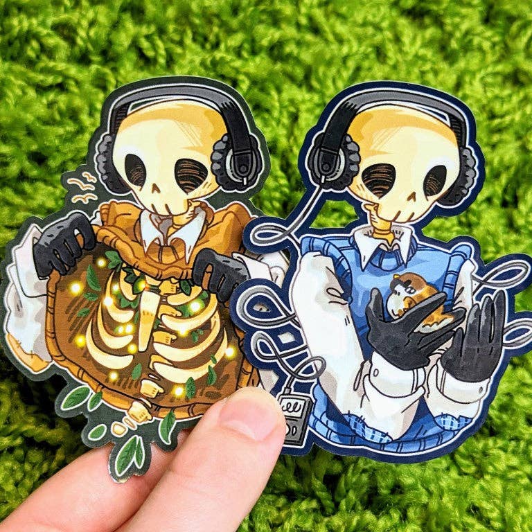 Aesthetic Chilling Skeleton Stickers: BOTH!