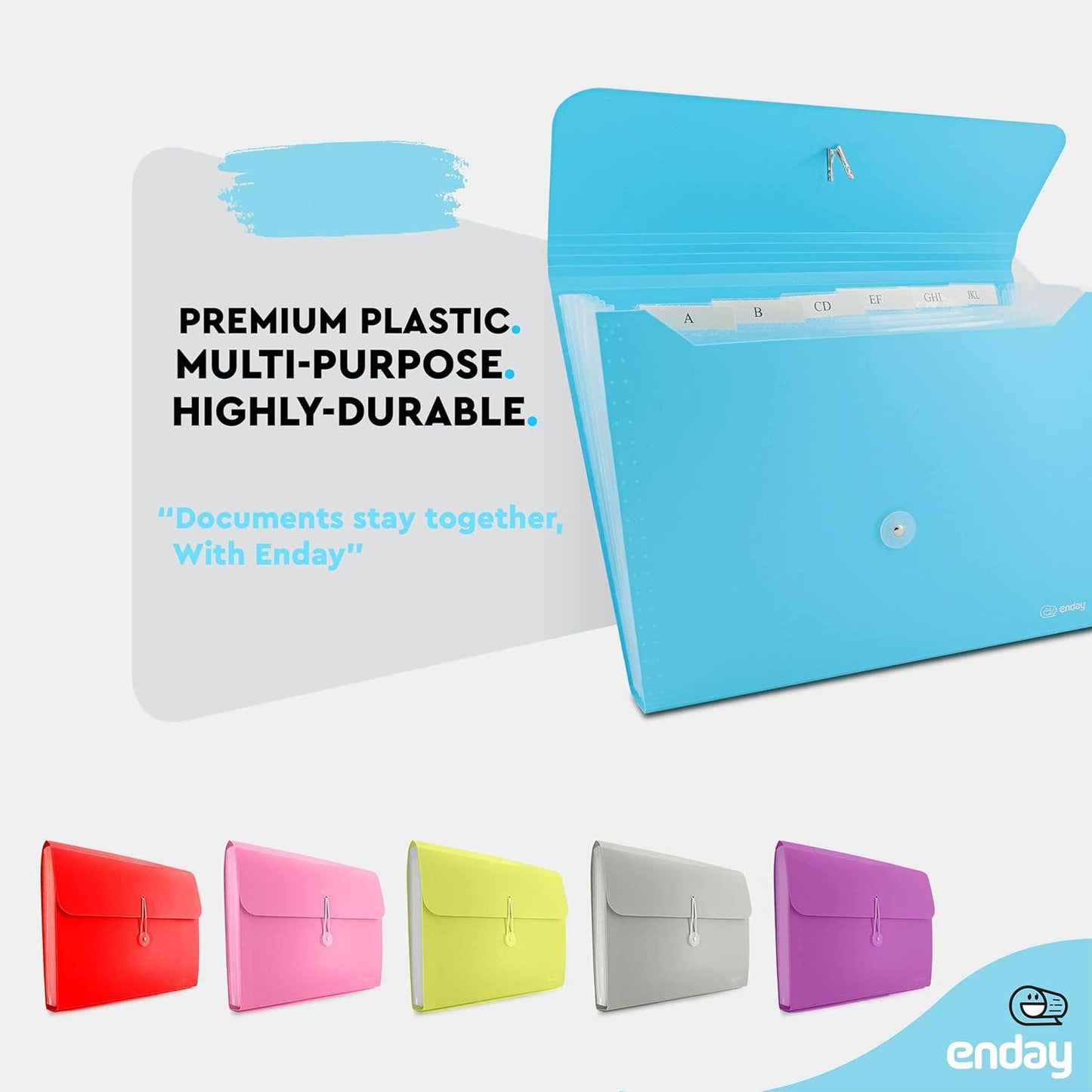 Accordion File Organizer, 7 Pocket Poly Expanding File: Purple
