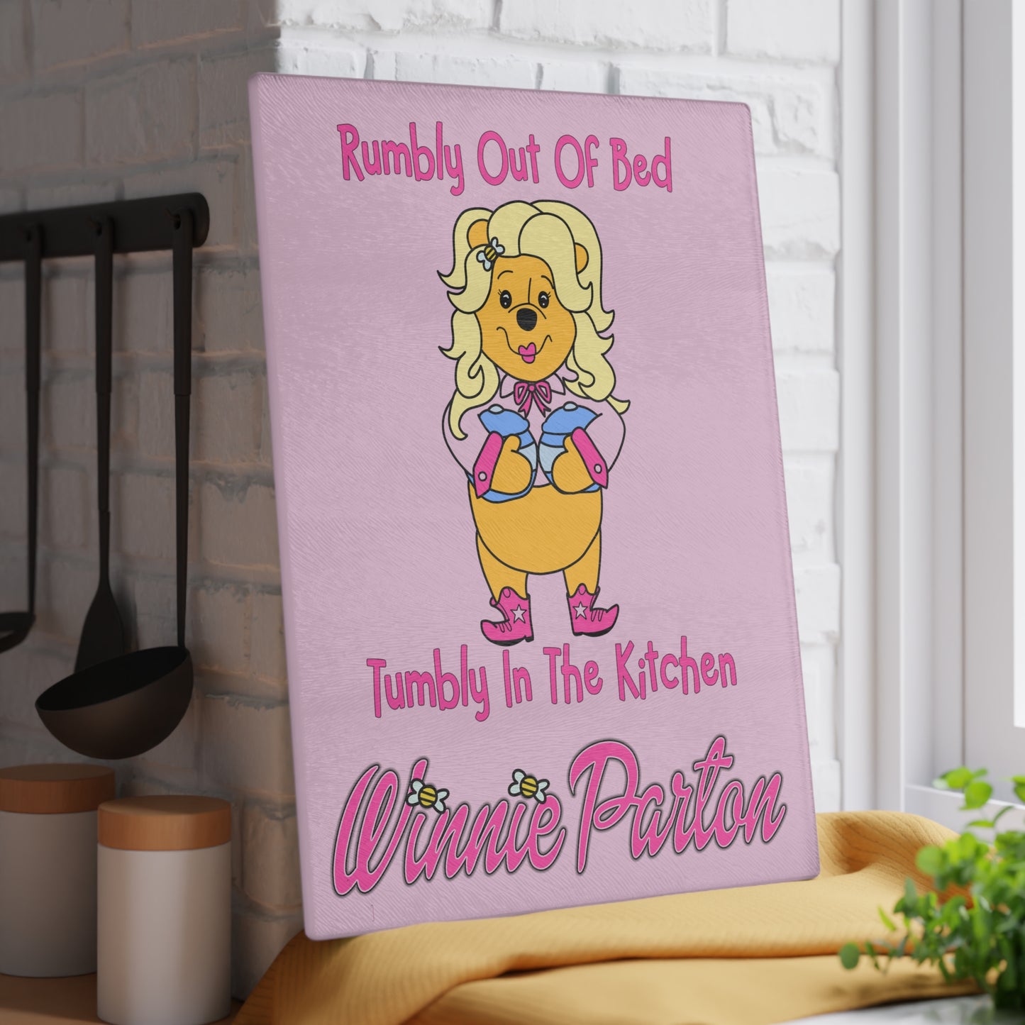 Winnie Parton Glass Cutting Board