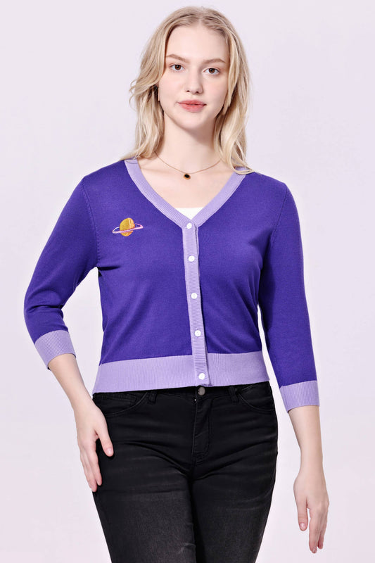 249009 - Skye - Rocket Embroidered Cardigan: Violet/Lavender / L/XL