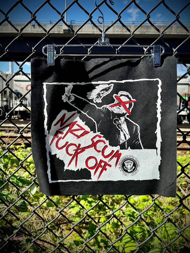 Elon musk, Nazi scum fuck off back patch.