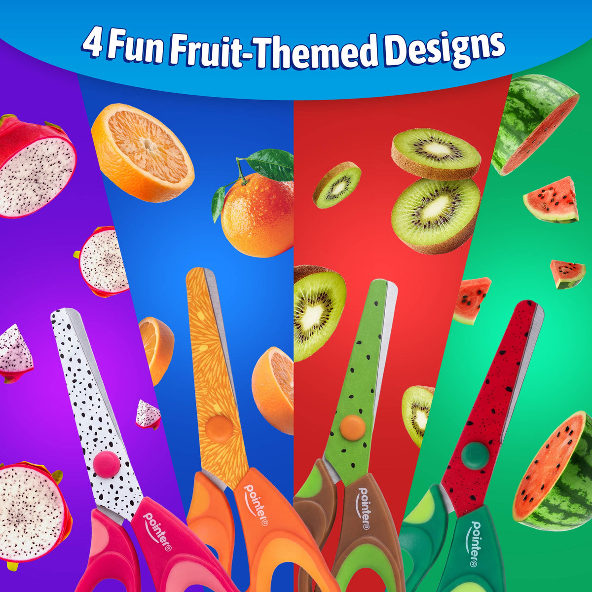 Scissors – Kids Fun Fruits 5.25in Blunt Tip Assorted