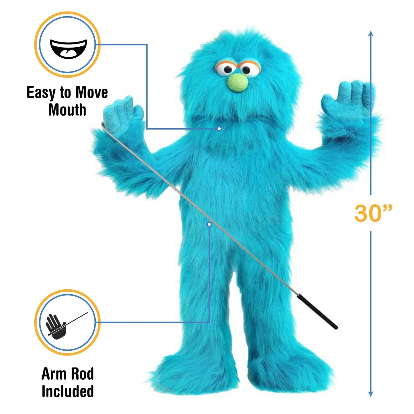 Silly Puppets Monster, Blue (30")