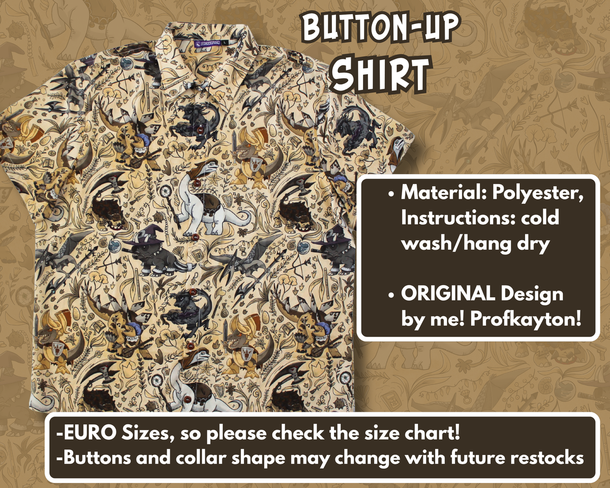 Dinosaur RPG Classes Button-Up Shirt: M