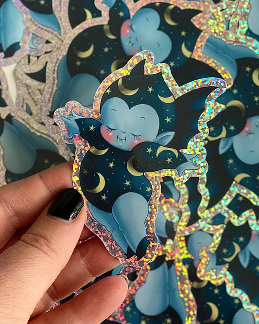 Vincent Vampire Glitter Bat Sticker by Stacey Martin