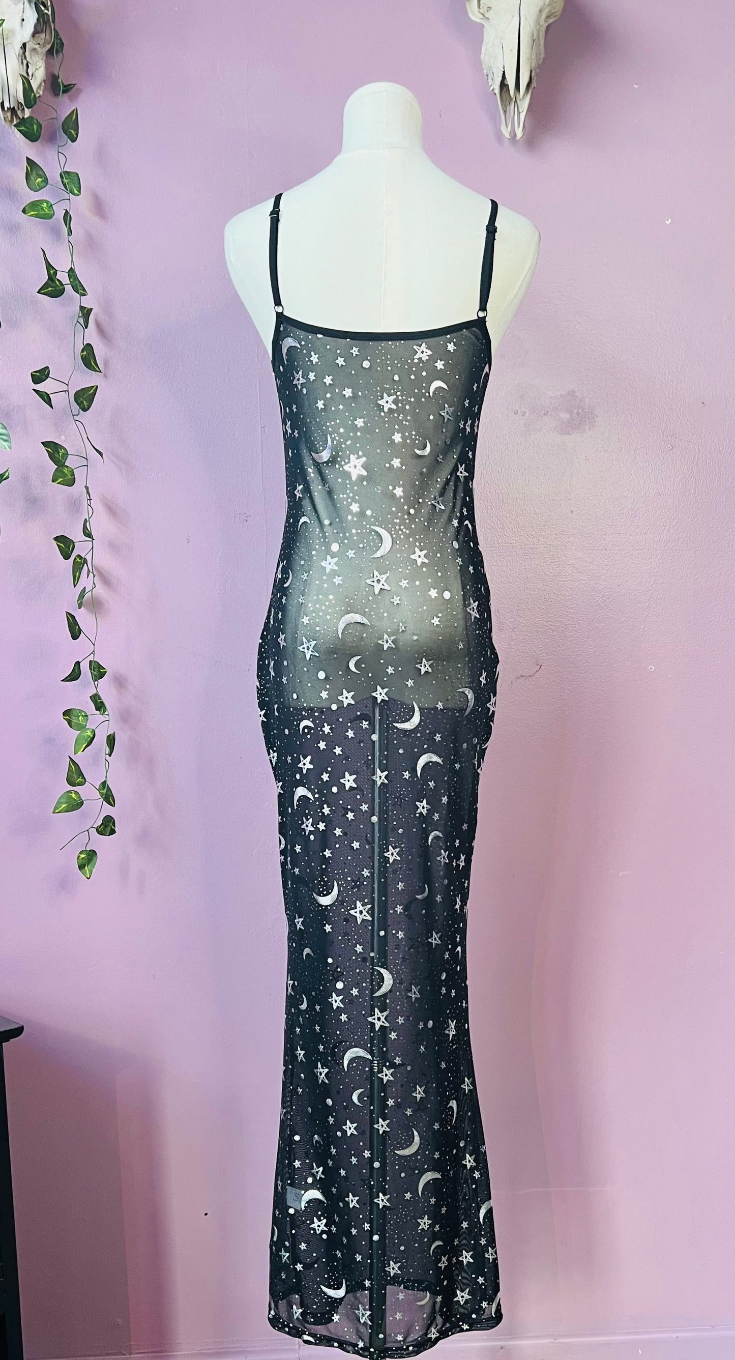 Sheer Hourglass Maxi Dress - Metallic Moon & Stars - READY to SHIP
