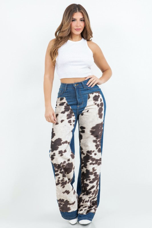 GJG Denim Cow Hide Wide Leg Jean