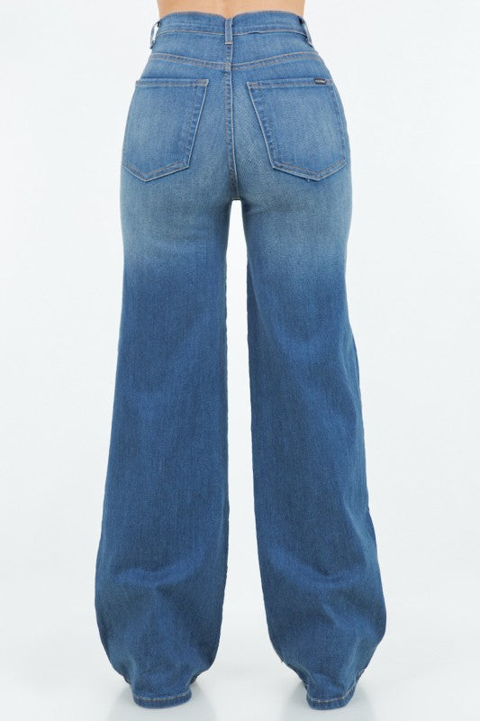 GJG Denim Cow Hide Wide Leg Jean