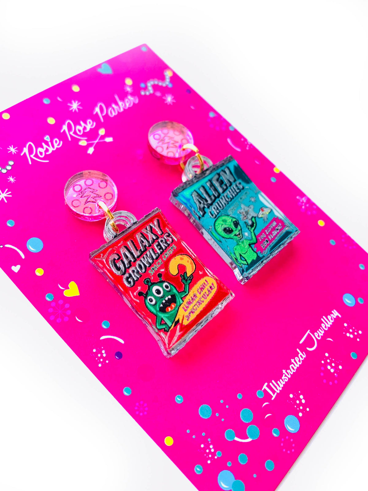 Sci fi statement acrylic earrings,food jewellery