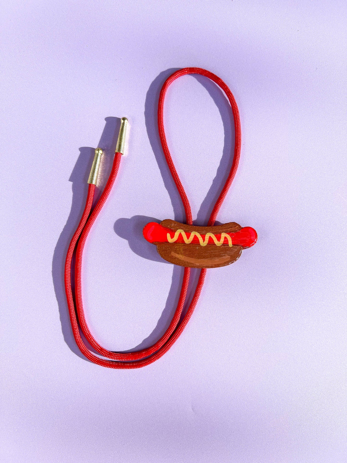 Hot Dog Bolo Tie - Fun Western Accessory: Yellow