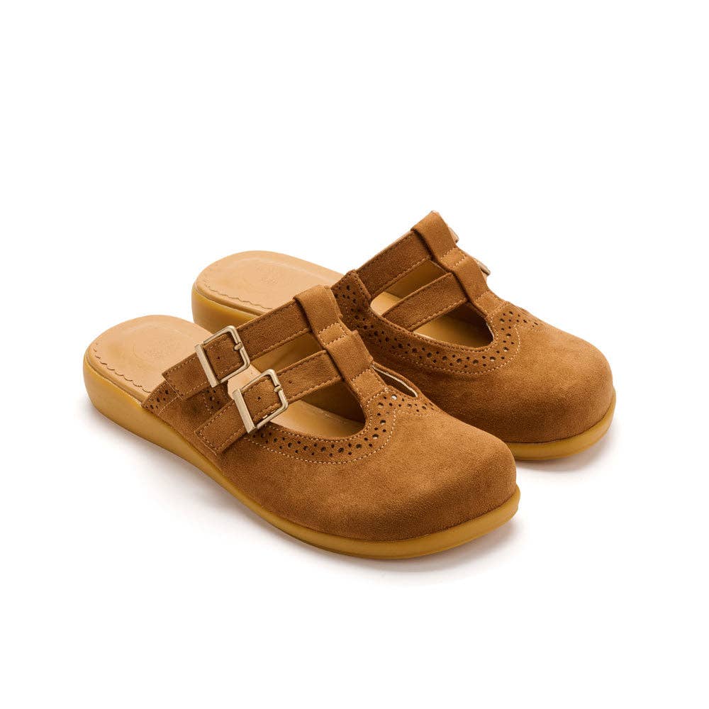 Camel Suede Women's Mary Jane Clogs: 39 HCD/ 9 US/ 10.11"