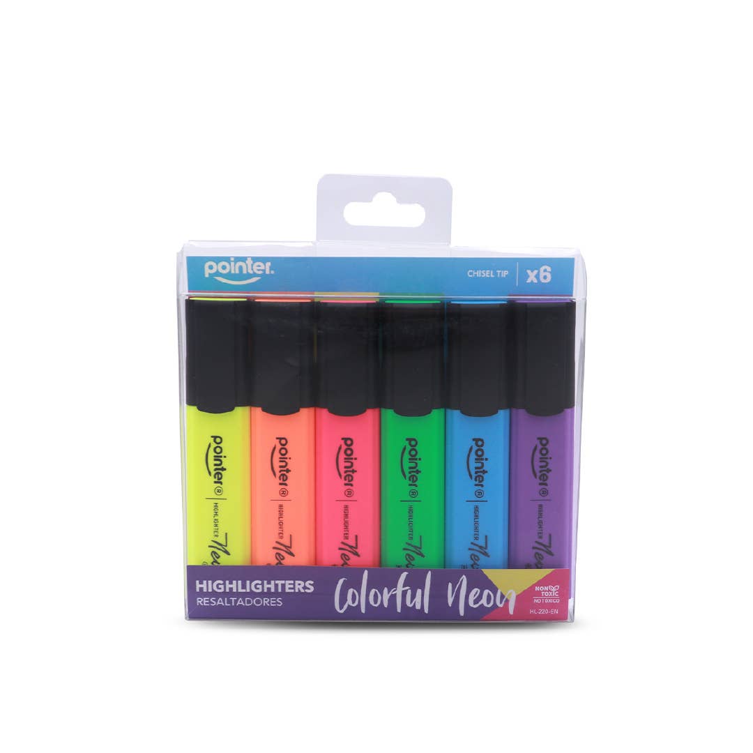 Highlighters – Neon 6 Colors Chisel Tip Set