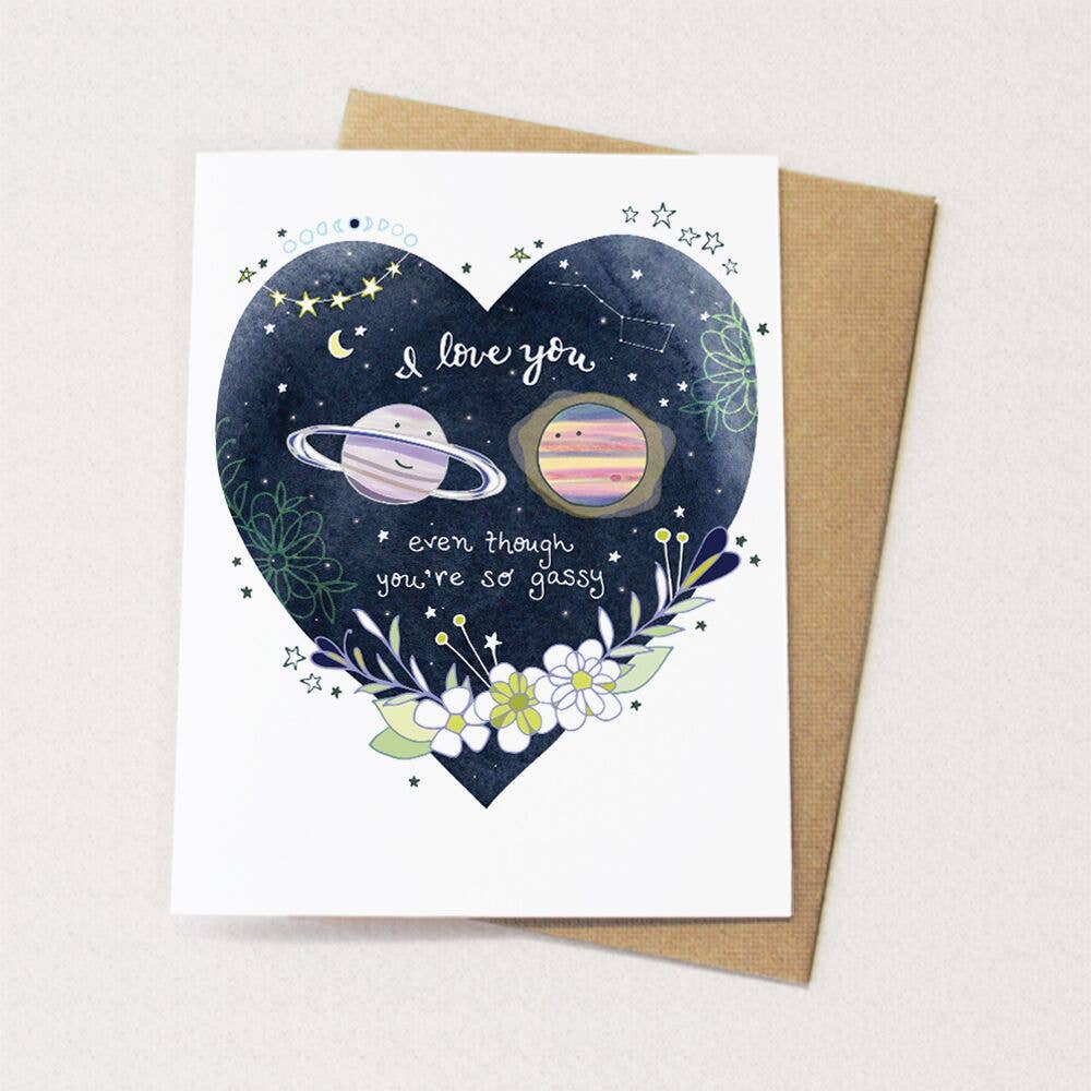 Gassy Planet Card - love greeting card, valentines day card