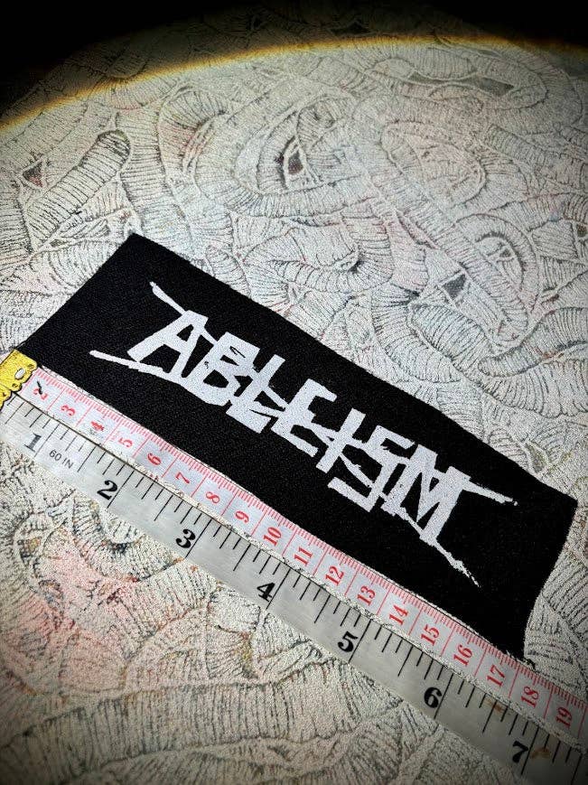 Stop ableism patch.: Black w/white ink