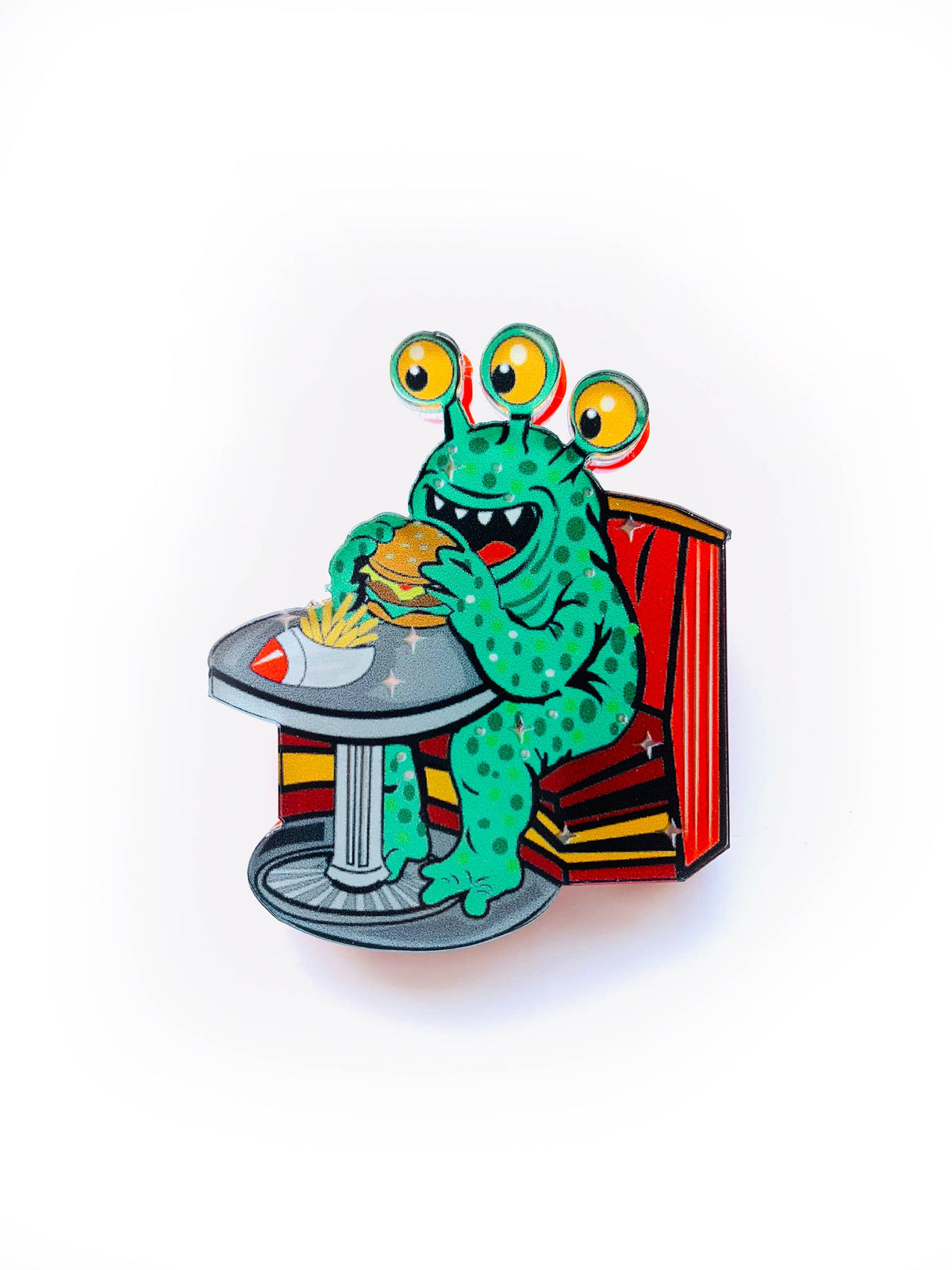 Retro Alien Diner Brooch,Kitsch Jewellery,Gift for Geeks