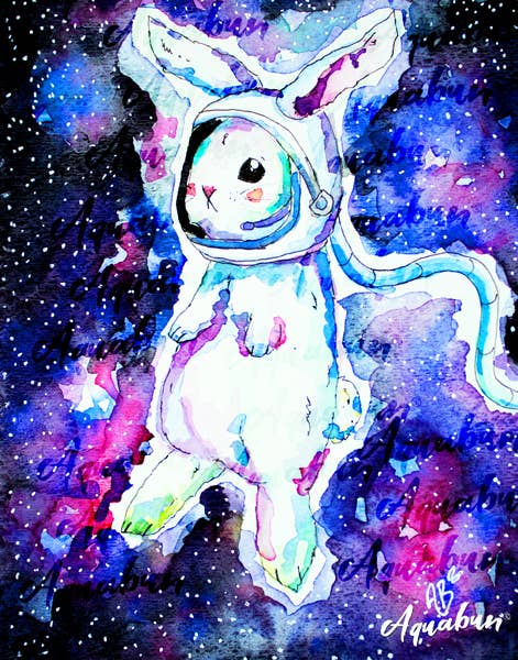 Astronaut Space Bunny Print