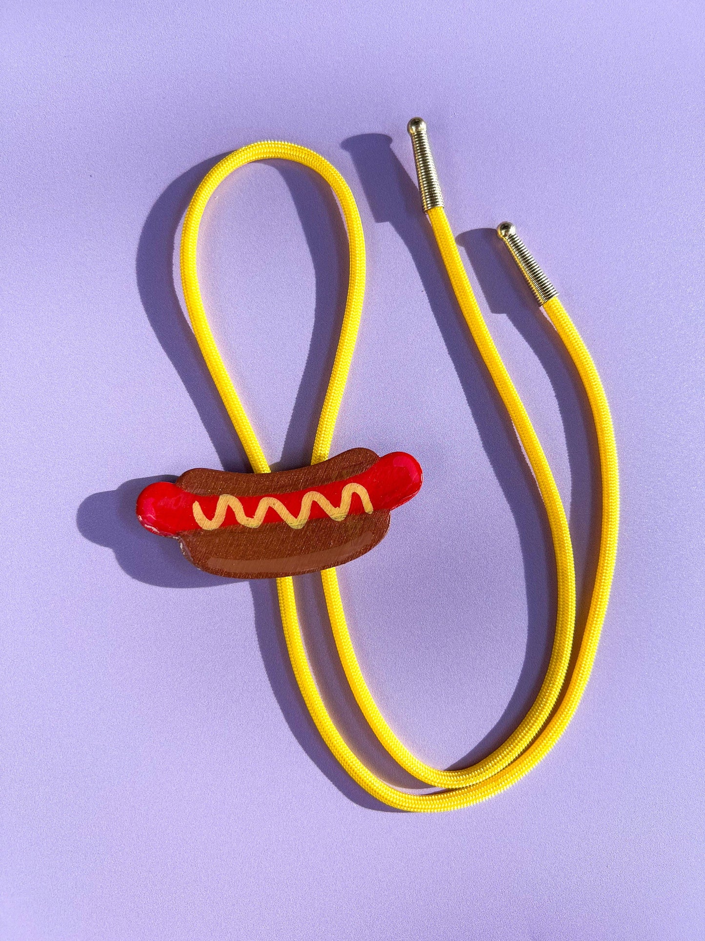 Hot Dog Bolo Tie - Fun Western Accessory: Yellow