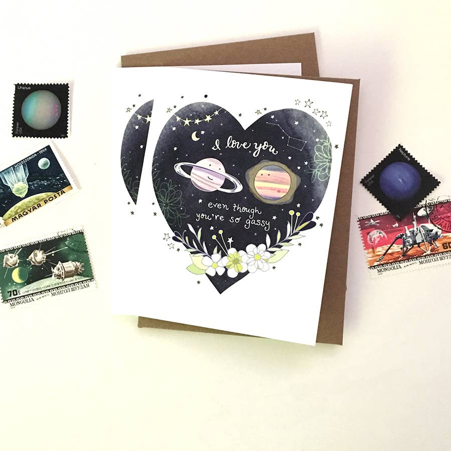 Gassy Planet Card - love greeting card, valentines day card
