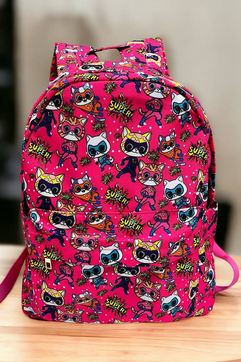 SUPer Cat Printed Medium Size Girls' Backpack