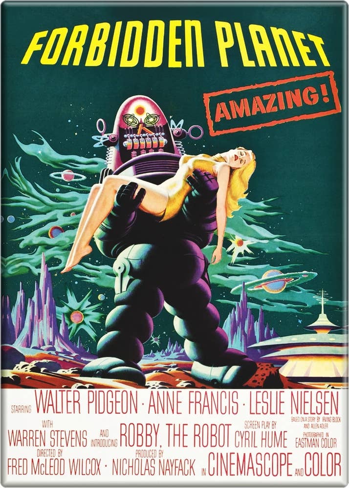 Compact Mirror - Forbidden Planet Sci-Fi Movie Poster Atomic