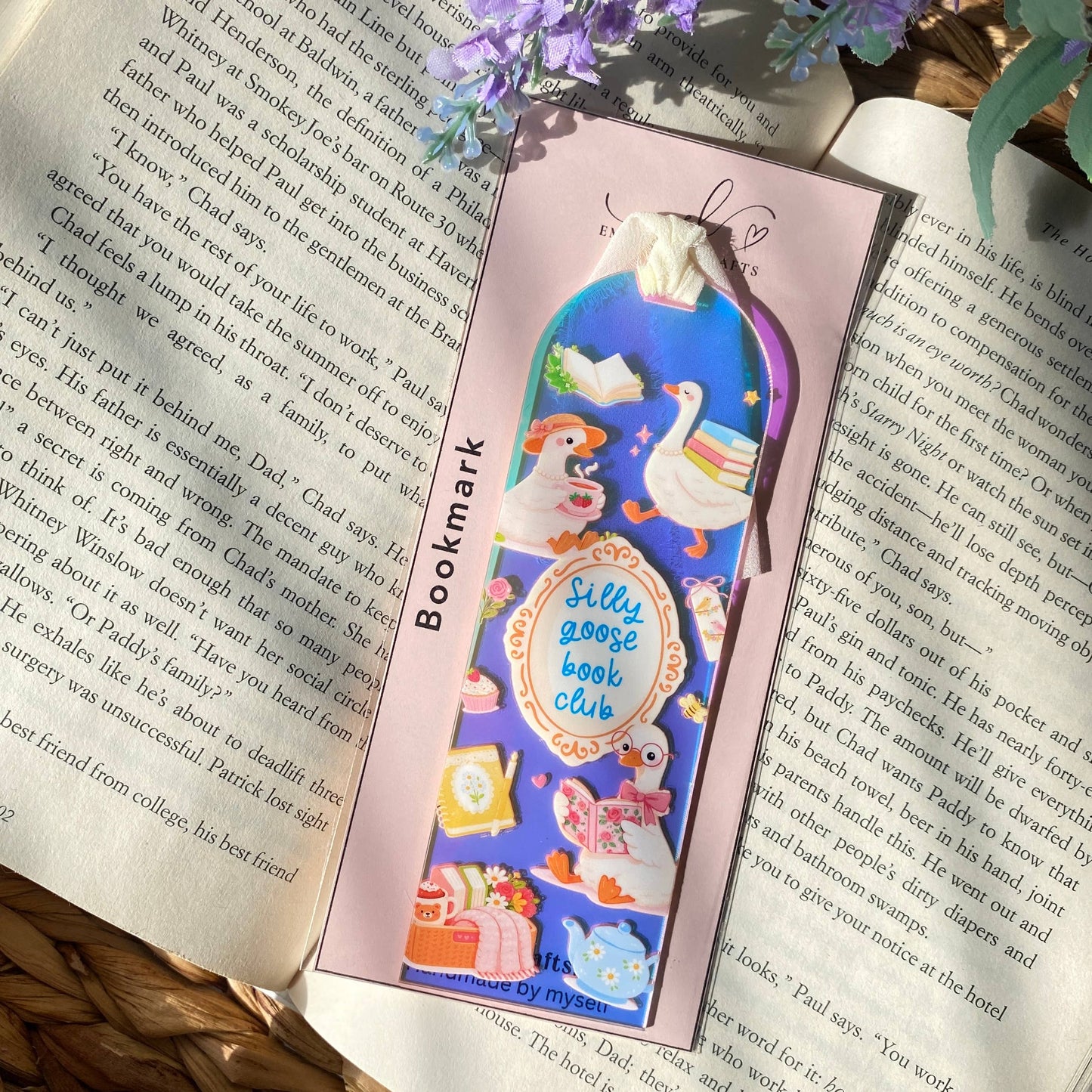 Silly Goose Books Acrylic Iridescent Holographic Bookmark: No branding