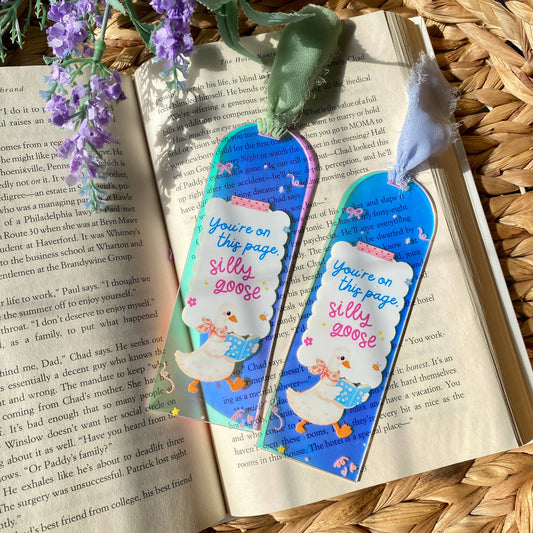 Silly Goose Books Acrylic Iridescent Holographic Bookmark: No branding