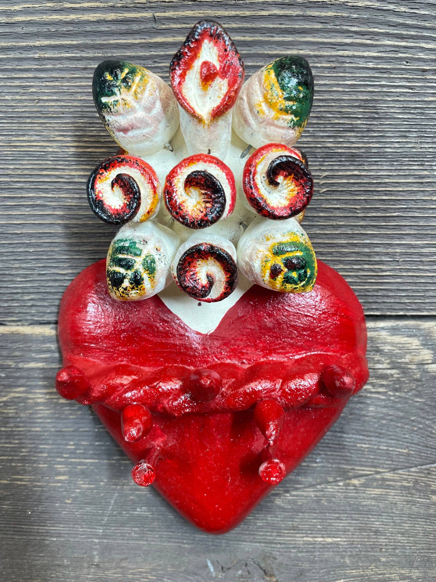 Nola Sacred Heart Clay Cross-Handmade-4x7 inches-NEW-$12 : Red