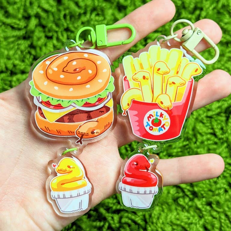 Snake Snack Fast Food Dangling Keychains: Snake Fries