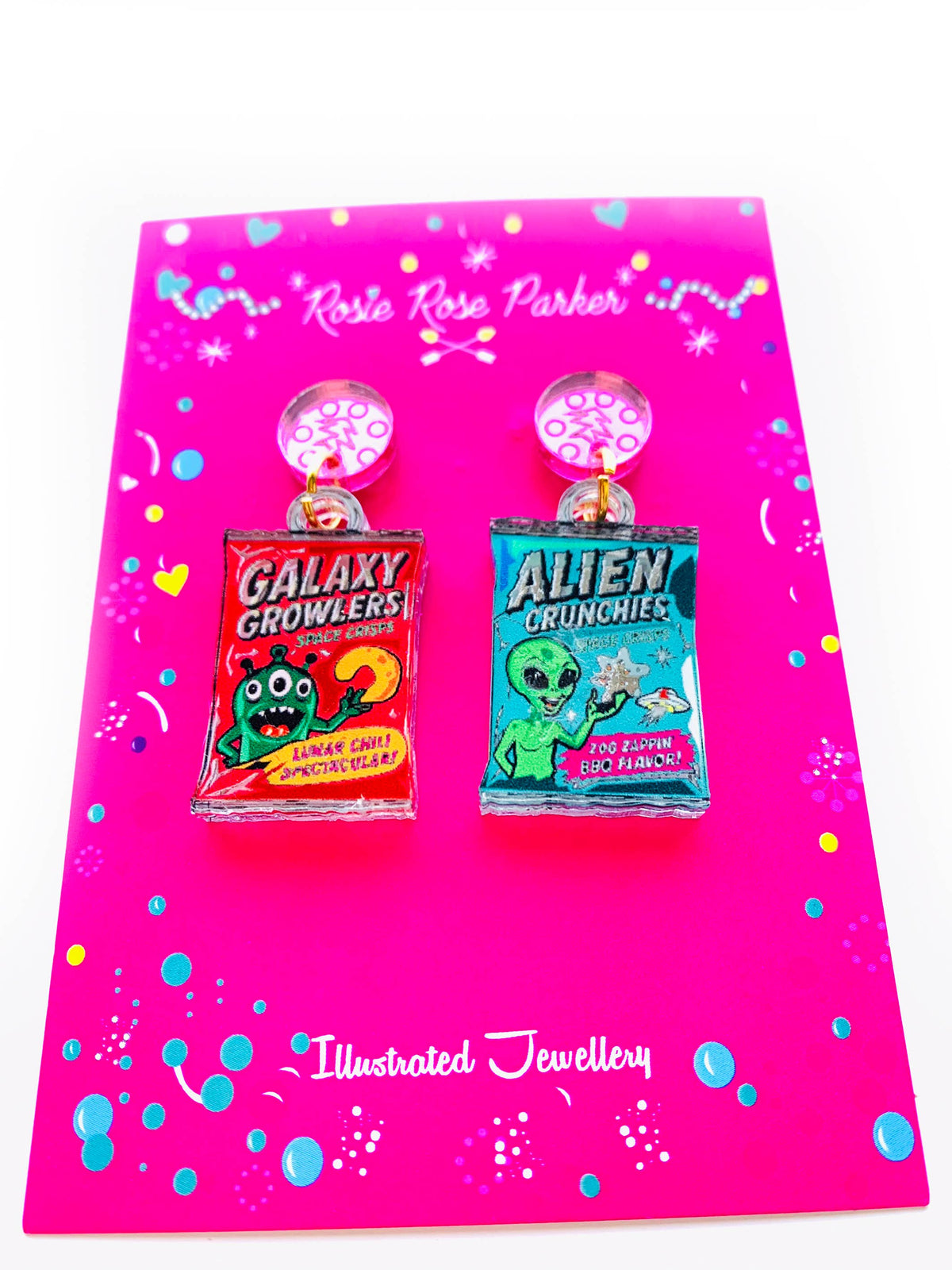 Sci fi statement acrylic earrings,food jewellery