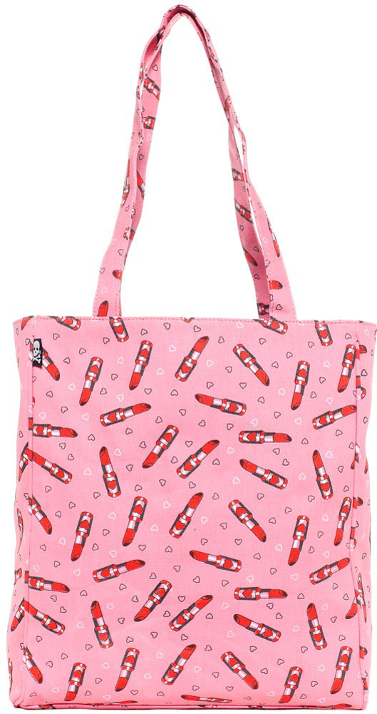 Tote Bag - Sourpuss - Pretty in Pink Makeup Lipstick Heart