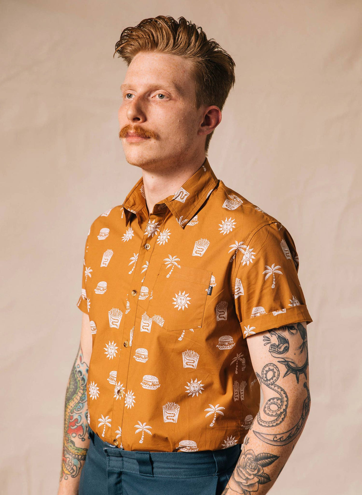 Take It Greasy Casual Vintage Button Down Shirt Men Women: Large
