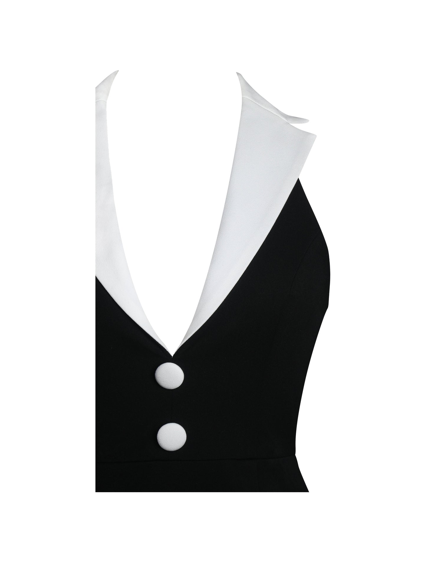 Ignacia Office Casual Black and White Halter Mini A-line Dress