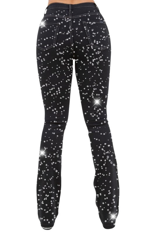 GJG Denim Galaxy Glow Rhinestone Boot Cut Jean