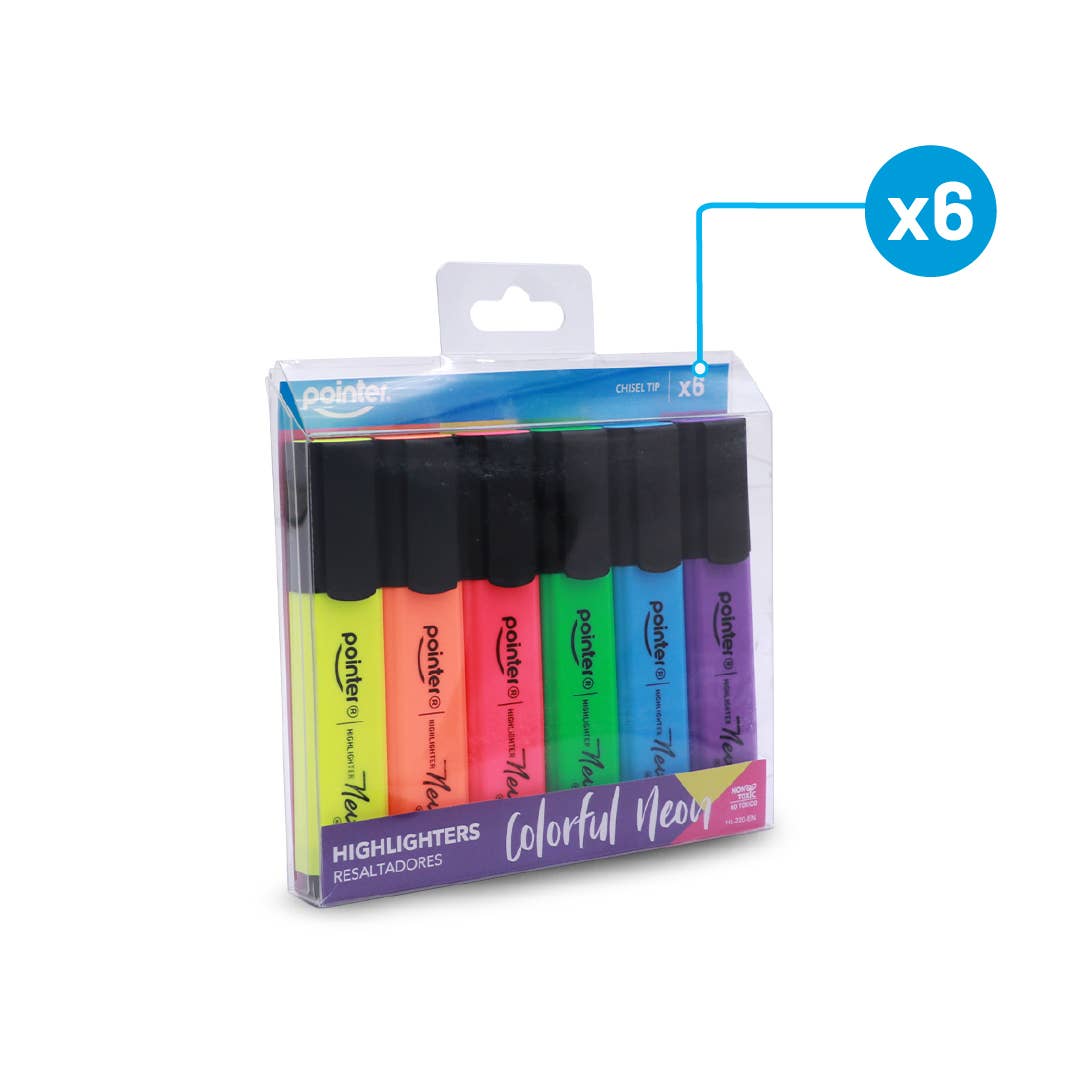 Highlighters – Neon 6 Colors Chisel Tip Set