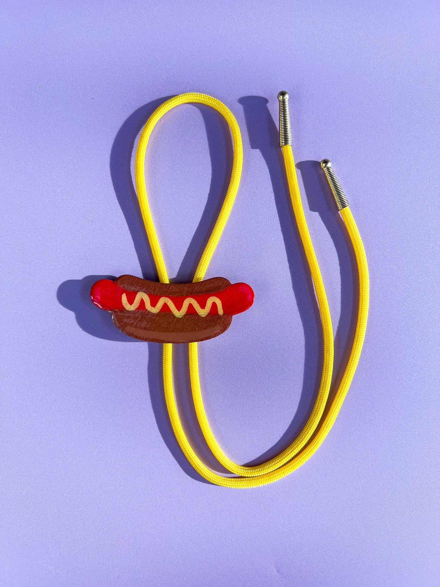 Hot Dog Bolo Tie - Fun Western Accessory: Yellow