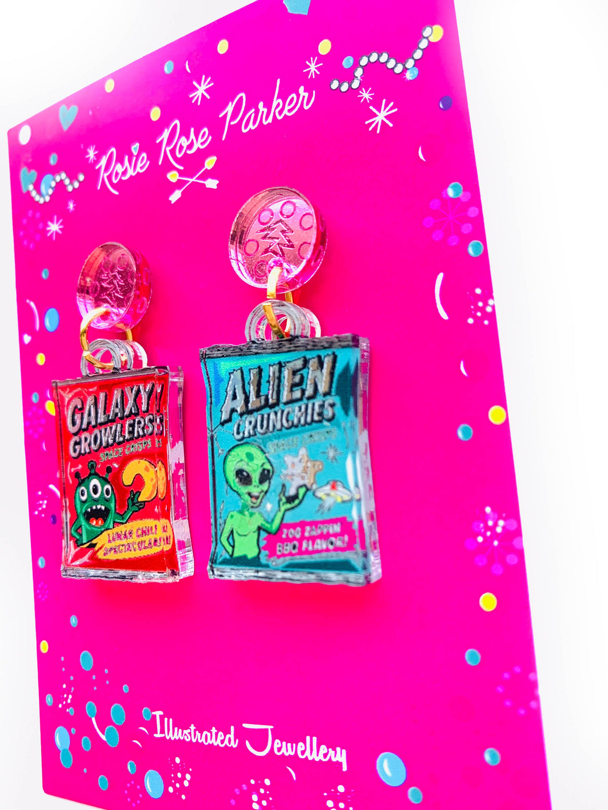 Sci fi statement acrylic earrings,food jewellery