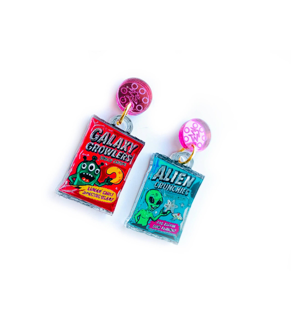 Sci fi statement acrylic earrings,food jewellery