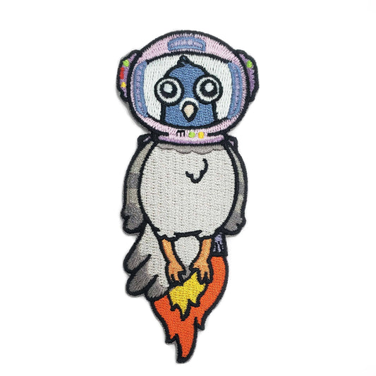 Astronaut Pigeon Patch  - Embroidered Iron-On Patch: Iron On